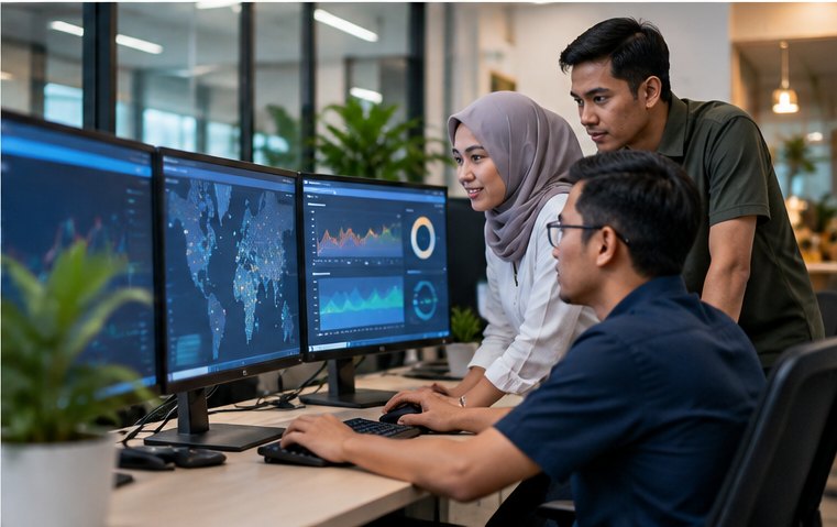 Tim NOC memantau jaringan ISP